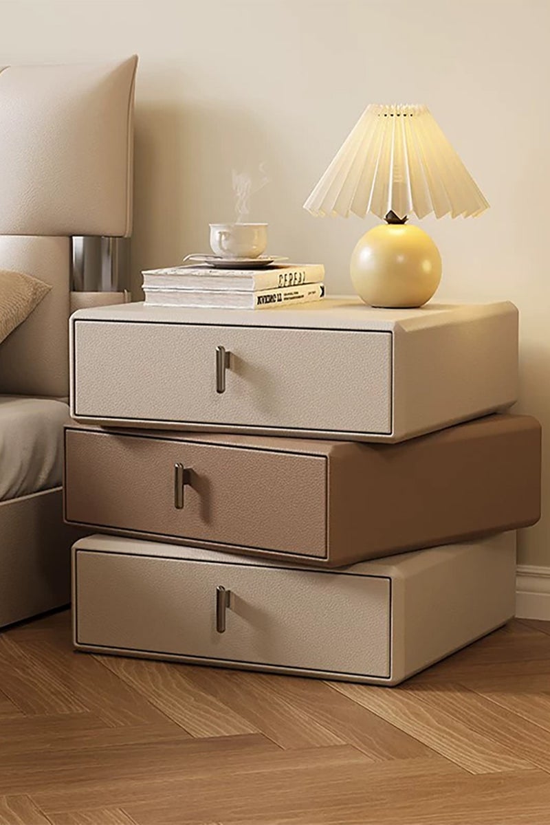 Merry Moments Rotatable Modern Bedside Table Minimalist Nightsatnds Multifunction Nightstand for Bedroom Living Room with 3 Drawers Multi Colour H50xL48xD40 cm （Fully Assembled) - Image 1