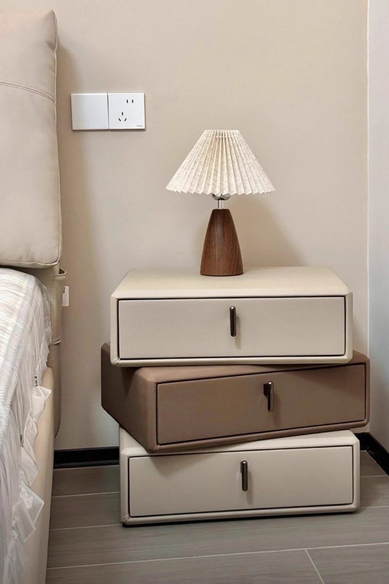 Merry Moments Rotatable Modern Bedside Table Minimalist Nightsatnds Multifunction Nightstand for Bedroom Living Room with 3 Drawers Multi Colour H50xL48xD40 cm （Fully Assembled) - Image 2