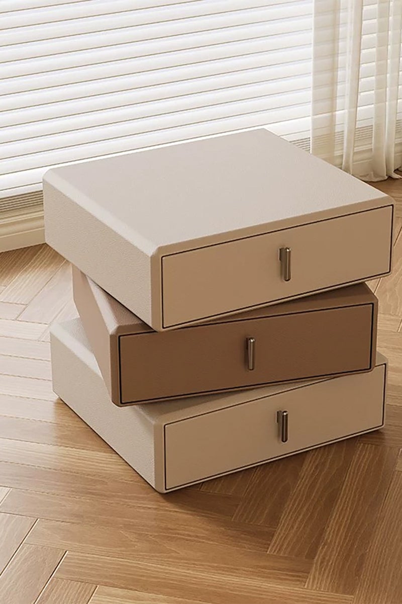 Merry Moments Rotatable Modern Bedside Table Minimalist Nightsatnds Multifunction Nightstand for Bedroom Living Room with 3 Drawers Multi Colour H50xL48xD40 cm （Fully Assembled) - Image 3