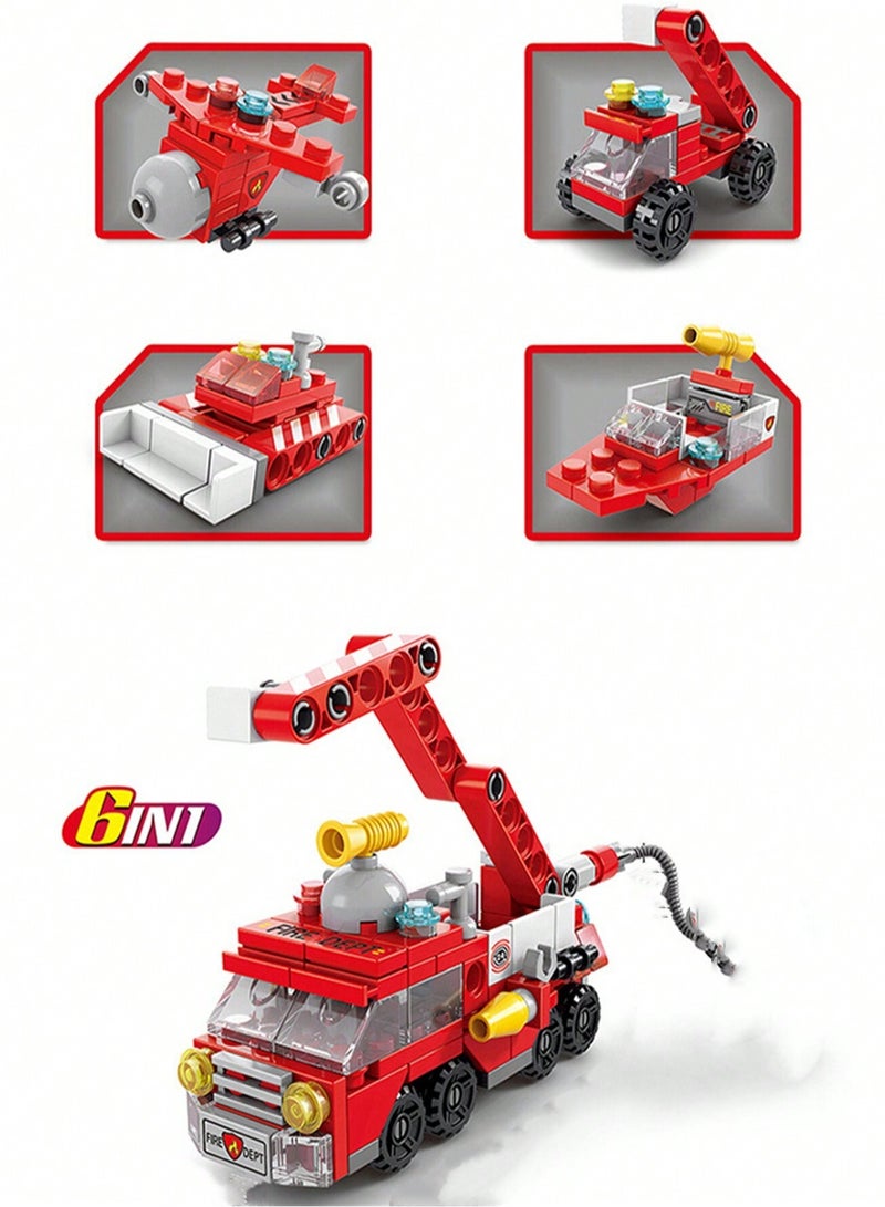 Truck Fire Toy Assembly 6-in-1 Set, For Developing Motor Skills