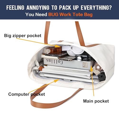 BUG Lightweight Women Laptop Tote Bag for Work, Casual Handbag for Travel Beach College Teacher - Image 2