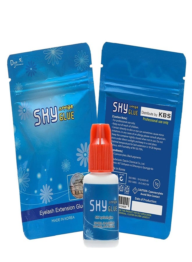 Sky Glue 4 Bottles Long Retention Eyelash Extensions Glue Sky S+ 5ml Professional Black Eyelash Extension Adhesive 1-2s Fast Drying 6-8 Weeks Lasting time by KBS with 4 Eyepatches (FourFour Pack) - Image 2
