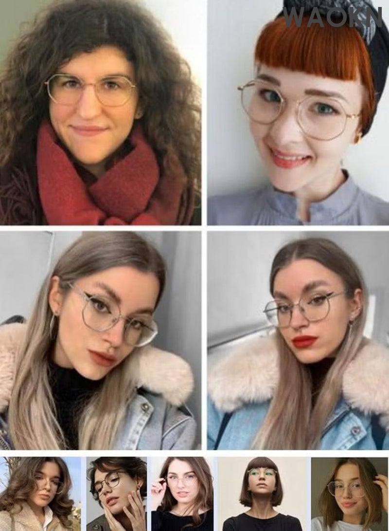 WAOKN Anti Blue Light Glasses for Men Women ,Metal Reading Gaming Glasses Blue Light Blocking Eye Glasses Clear Lens Hexagon Frame TV Computer Eyeglasses,Anti Eyestrain, alloy material,Unisex,UV Protection. - Image 5