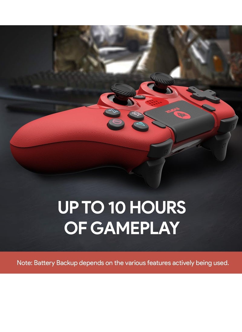Amkette - EvoFox Elite Play Wireless Controller for PS4 iPad and iPhones with Dual Vibration Bluetooth Connection 6 axis Gyro Sensor and 10 Hrs Gameplay Red - Image 1