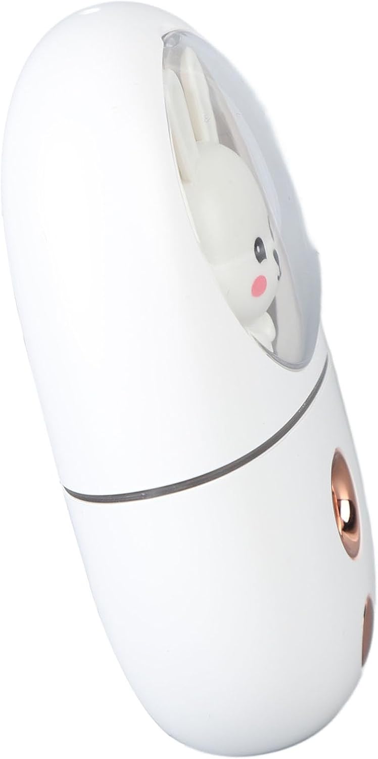 Facial, Ultrasonic Vibration 35ml Large Tank Nano Mist Sprayer, Moisturizing Face Humidifier with USB Rechargeable Portable Design for Office Travel Home (White) - Image 3