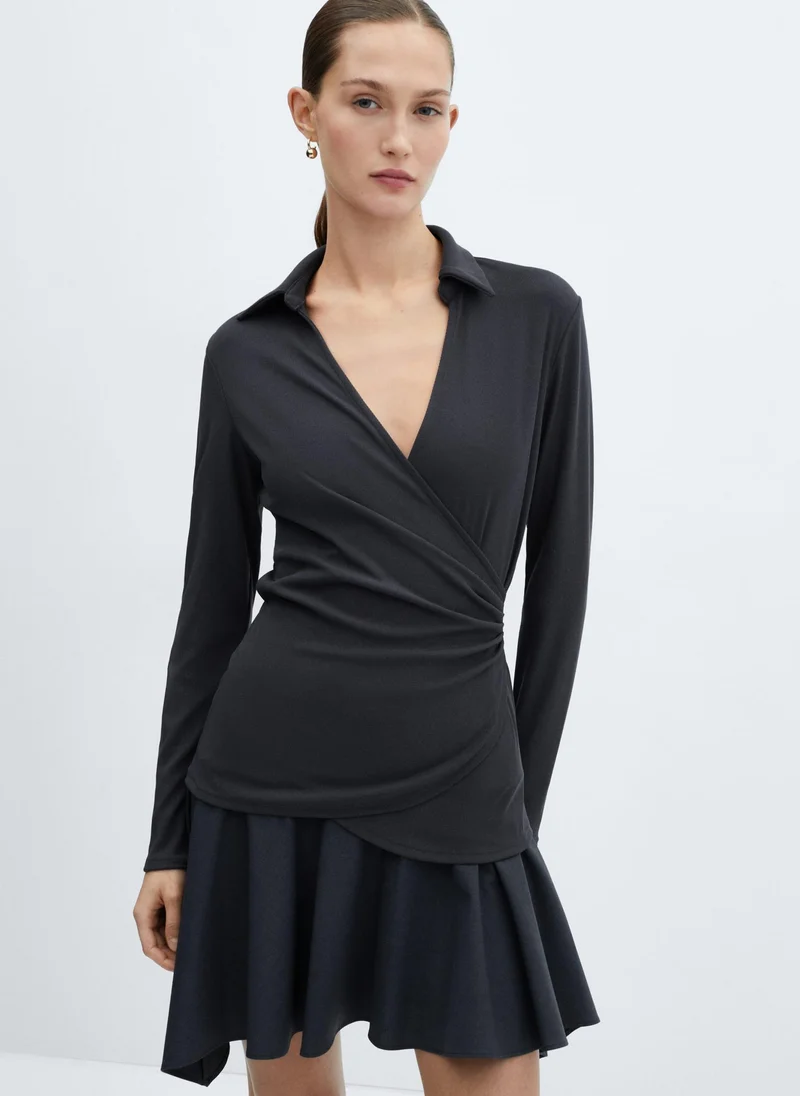 MANGO Casual Wrap Dress With V-Neckline