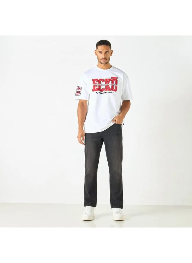 Ecko Unltd. Ecko Unltd Embroidered T-shirt with Crew Neck and Short Sleeves