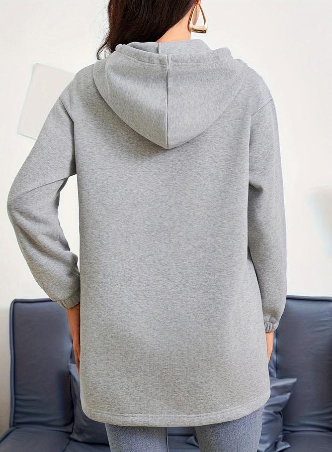 Take Two Grey Longline Hooded Jacket - Image 4