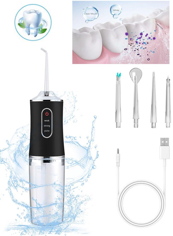 Electric Water Flosser Cordless for Teeth, 3 Modes 4 Jet Tips Cleaning and Flossing Water Dental,Portable Floss Teeth Irrigator Oral Water Flossed Rechargeable Tonsil Stone for Travel Home Braces Bridges Care - Image 1