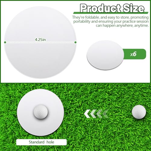 RoundFunny 6 Pcs Golf Putting Target Hole Cup Bulk Golf Goal Circles Putt Disk Green Accessories for Golfers Putting Training Indoors Practice Outdoors AidWhite - Image 3