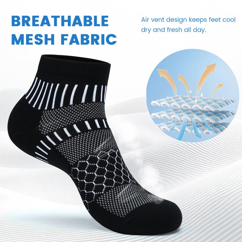 IRAMY Ankle Compression Socks for Women Men Coolmax Moisture Wicking Running Socks Plantar Fasciitis Relief 2 Pairs - Image 4