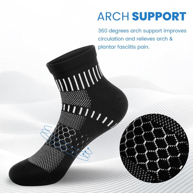 IRAMY Ankle Compression Socks for Women Men Coolmax Moisture Wicking Running Socks Plantar Fasciitis Relief 2 Pairs - Image 2