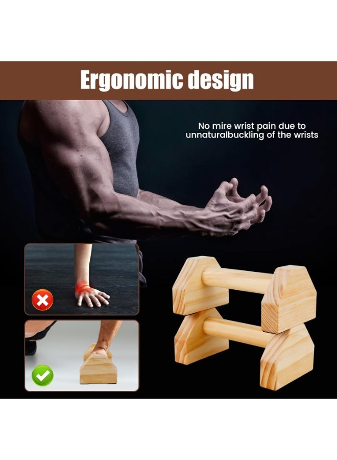 Relex 2 Pcs Wooden Parallettes, Push Up Bar Stands Non-Slip, Strength Training Pushup Stands,Best for L Sits, Jump Throughs, Handstand Pushups and Calisthenics Training for Women Men - Image 4