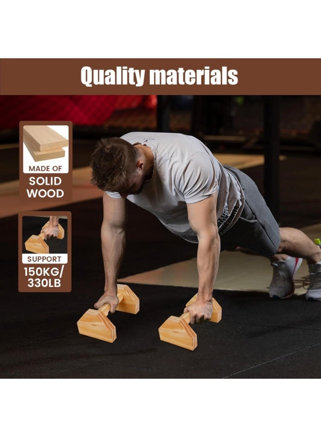 Relex 2 Pcs Wooden Parallettes, Push Up Bar Stands Non-Slip, Strength Training Pushup Stands,Best for L Sits, Jump Throughs, Handstand Pushups and Calisthenics Training for Women Men - Image 3
