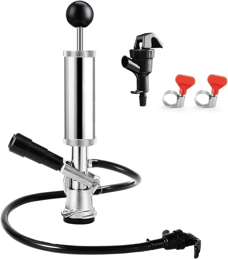 Imaictuu 4" Beer Party Pump Keg Tap for US Sankey Keg, American D-System Keg Pump Chrome-Plated Beer Tap Dispenser for Picnic with Beer Line Faucet Parts - Image 1