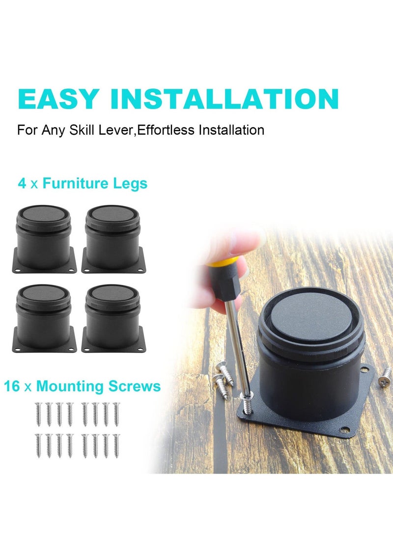 Metal Furniture Legs, 4 Pcs Stainless Steel Adjustable Legs Black Metal Legs, Round Cabinet Replacement  Legs for Sofa Couch Cabinets Shelves DIY Furniture (2" / 50mm) - Image 2