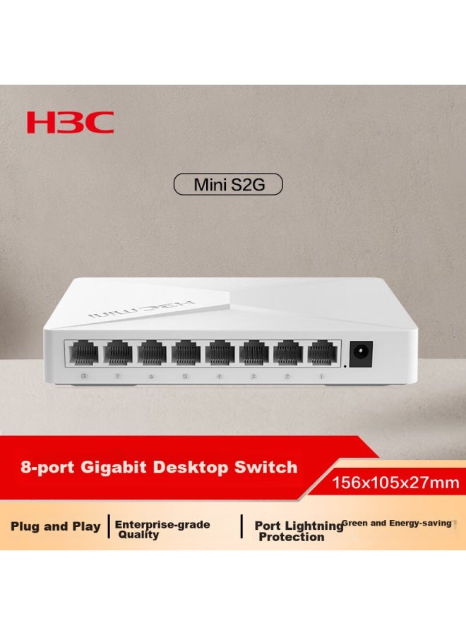 H3c 8-port Gigabit Switch, Enterprise-grade Switch, Home And Dormitory Surveillance Network Cable Splitter, Compatible With 100mbps, S2g - Image 1