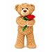 Aqushymallow Cow Teddy Bear Plush Toy Hugging a Red Rose or a Heart Romantic Teddy Bear Plush Doll Valentines Day Birthday Girls Gift Brown Bear Rose - Image 2