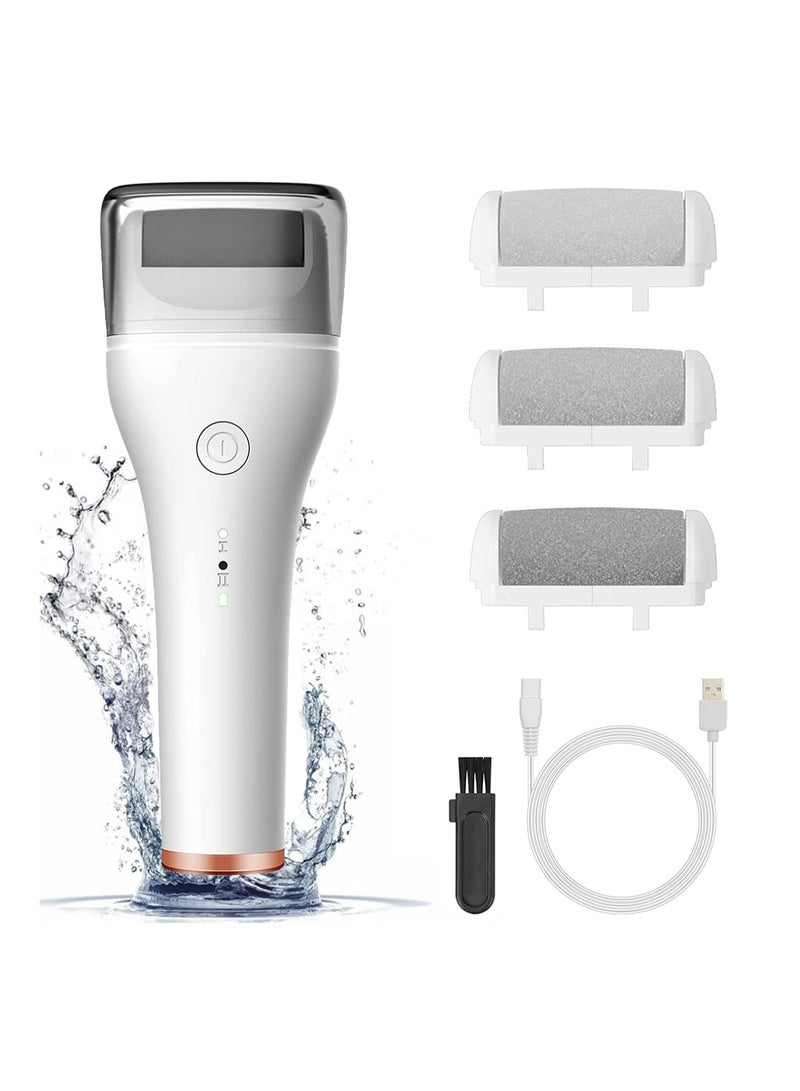 Excefore Electric Foot File, Foot Callus Remover Professional Rechargeable Feet Hard Skin Remover with 3 Rollers and 2 Speeds Waterproof Dry Dead Skin Remover - Image 1