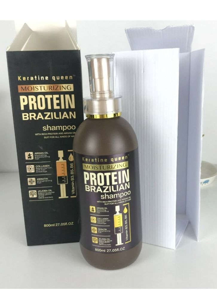 Keratine Queen Moisturizing Protein Brazilian Shampoo Dark 800ml - Image 2