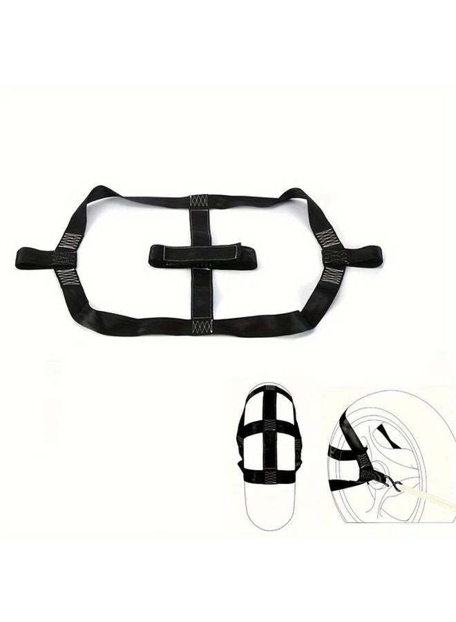 Black Motorcycle Rear Strap Secure Rear Wheel Fastening For Easy Storage - Image 1