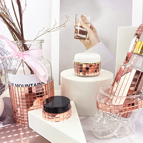 REDODECO Real Glass Silver Mirrors Mosaic Tiles Sticker for Craft Square Glass Tiles Self Adhesive,5mm by 5mm (Rose Gold, 2400PCS) - Image 2