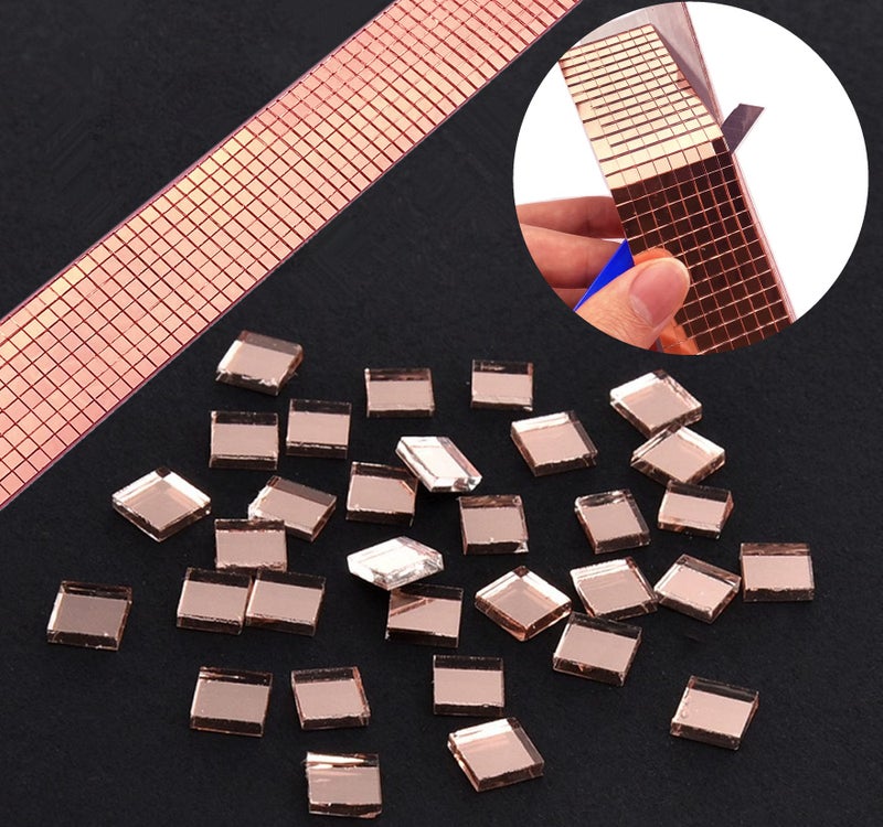 REDODECO Real Glass Silver Mirrors Mosaic Tiles Sticker for Craft Square Glass Tiles Self Adhesive,5mm by 5mm (Rose Gold, 2400PCS) - Image 4