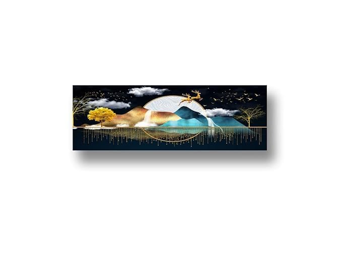 Ameedarshan Polyester Printed Air Conditioning Dust Cover Folding Designer Ac Cover For Indoor Split Ac 1.5 Ton (97X 31X 21 Cm ) (Golden Sunset) - Image 1