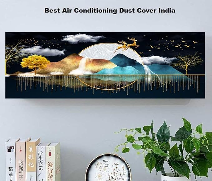 Ameedarshan Polyester Printed Air Conditioning Dust Cover Folding Designer Ac Cover For Indoor Split Ac 1.5 Ton (97X 31X 21 Cm ) (Golden Sunset) - Image 2