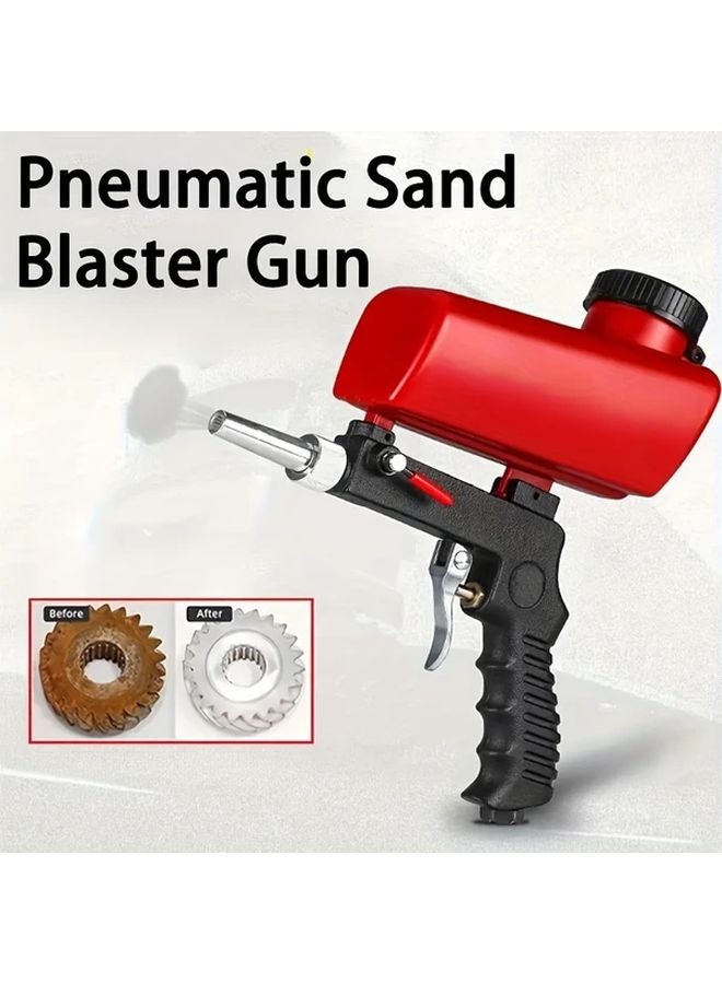 Red Pneumatic Sandblaster Gun 90PSI Adjustable Gravity Feed Rust Removal Paint Stripping - Image 2