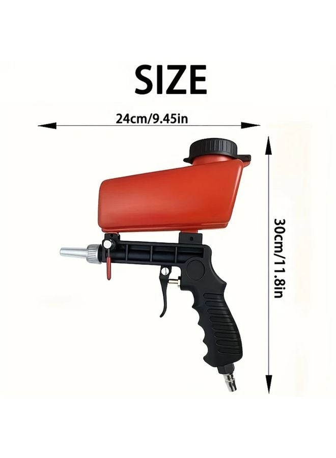 Red Pneumatic Sandblaster Gun 90PSI Adjustable Gravity Feed Rust Removal Paint Stripping - Image 4