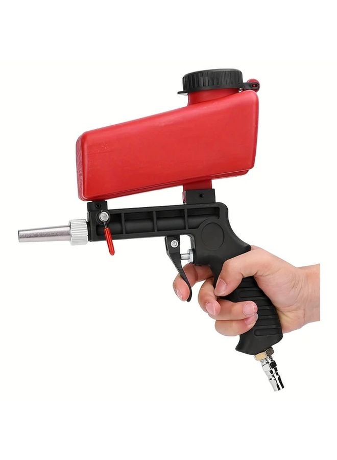 Red Pneumatic Sandblaster Gun 90PSI Adjustable Gravity Feed Rust Removal Paint Stripping - Image 1