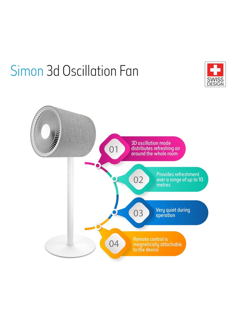 ستادلر Stadler Form Simon 3D Air Circulators Fan Swiss Made Quiet and Powerful Natural Wind conditions, 10 different speed settings  - Image 4