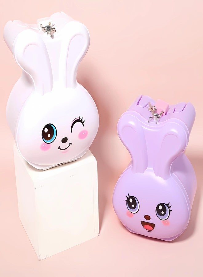 JMK CRAFTS Bunny Coin Box for Kids - Cute Cartoon Design Rabbit Piggy Bank with Lock & Key, Money Saving Plastic Coin Bank, Gullak for Kids, Birthday Return Gifts for Kids (Random Color) - Image 3