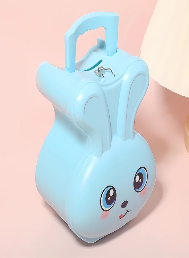 JMK CRAFTS Bunny Coin Box for Kids - Cute Cartoon Design Rabbit Piggy Bank with Lock & Key, Money Saving Plastic Coin Bank, Gullak for Kids, Birthday Return Gifts for Kids (Random Color) - Image 2
