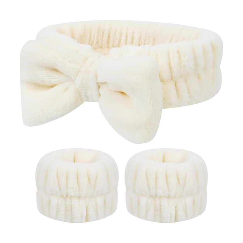 Wrixty Spa Headband and Wristband Set Spa Wristbands for Washing Face Makeup Headband Cute Wrist Towels for Washing Face Absorbent Shower Multi Color - Image 1