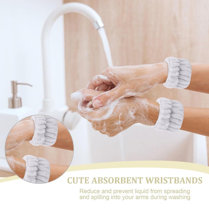 Wrixty Spa Headband and Wristband Set Spa Wristbands for Washing Face Makeup Headband Cute Wrist Towels for Washing Face Absorbent Shower Multi Color - Image 5