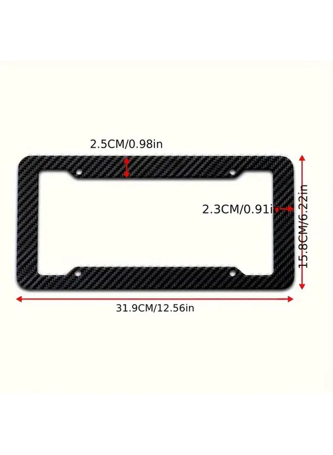 Carbon Fiber Texture License Plate Frame Black 1pc Front Rear Holder Easy Installation - Image 2