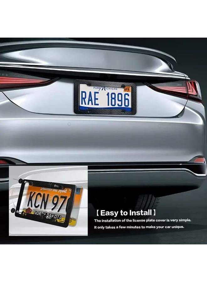 Carbon Fiber Texture License Plate Frame Black 1pc Front Rear Holder Easy Installation - Image 5