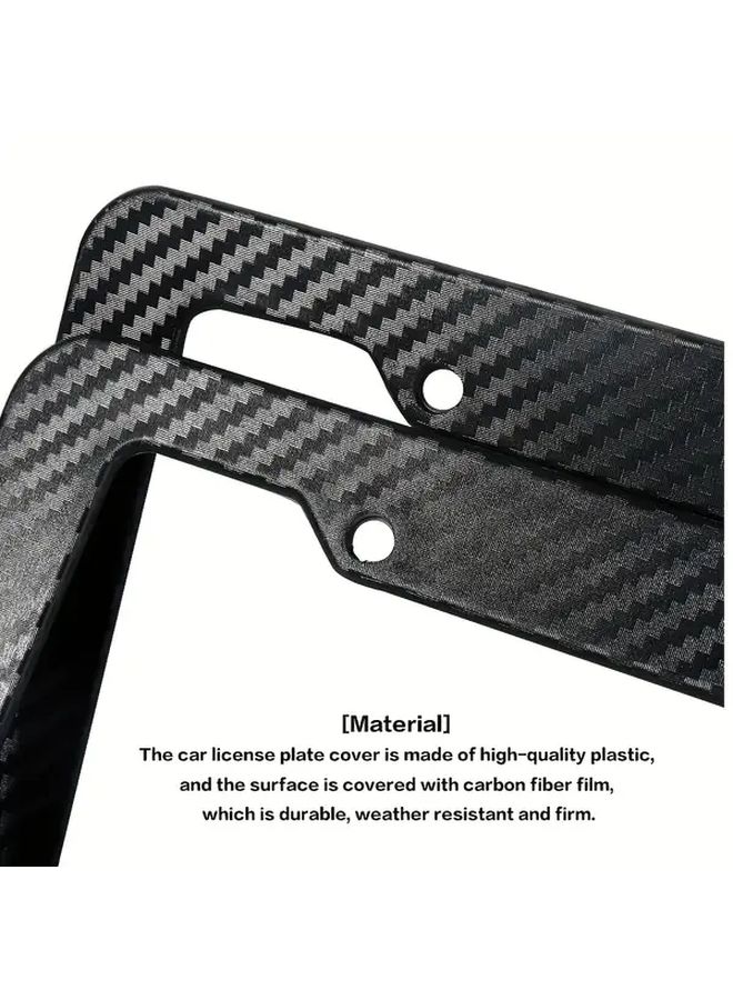 Carbon Fiber Texture License Plate Frame Black 1pc Front Rear Holder Easy Installation - Image 3