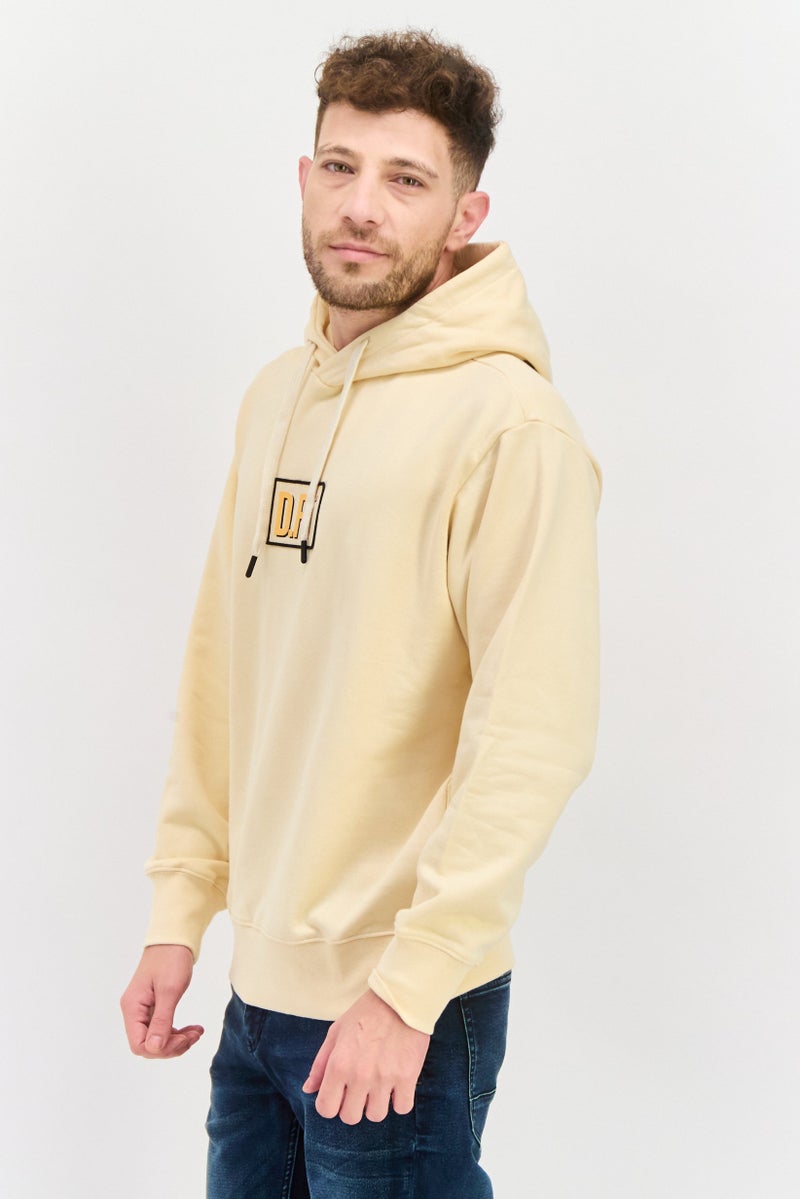D RT Men Hooded Brand Logo Long Sleeve Sweatshirts, Cream Combo - Image 4