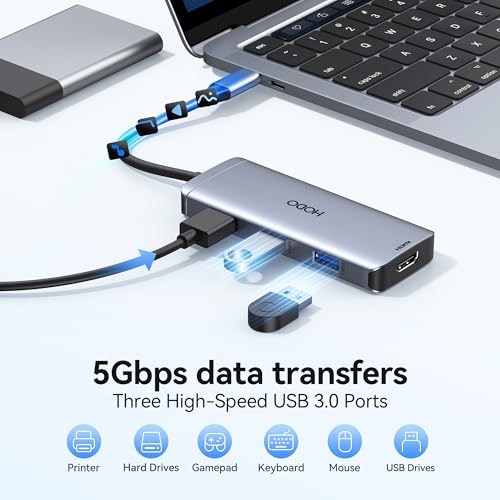 HOdo USB-C Hub Multiport Adapter for MacBook Air/Pro - 6 in 1 HDMI Dongle with 4K, USB 3.0 Ports, SD/TF Card Reader for MacBook m1/m2/m3/m4, Dell XPS, HP, Lenovo, Surface and Other Type-C Devices - Image 4