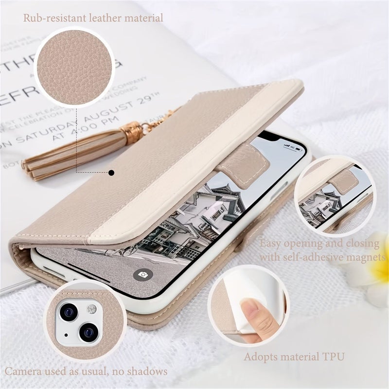 حافظة هاتف من الجلد الأخضر بتصميم محفظة مع فتحات للبطاقات لجهاز iPhone 16 - Image 2