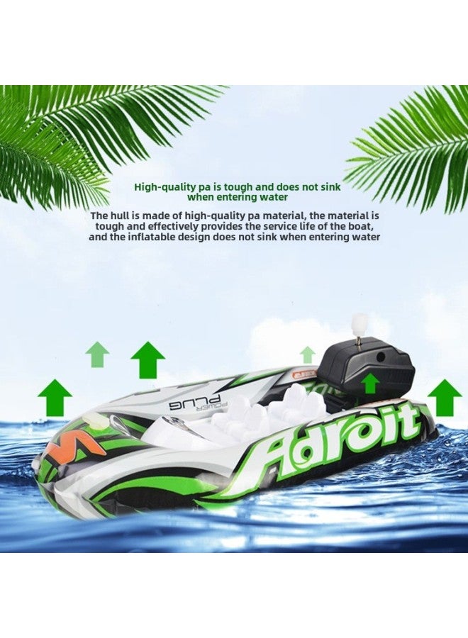 Electric Boat Toy Baby Bathtub Swimming Inflatable Speedboat Air Cushion Boat Chain Electric Remote Control Boat With Light-Color:Chain Ship Blue (small Size) - Image 3