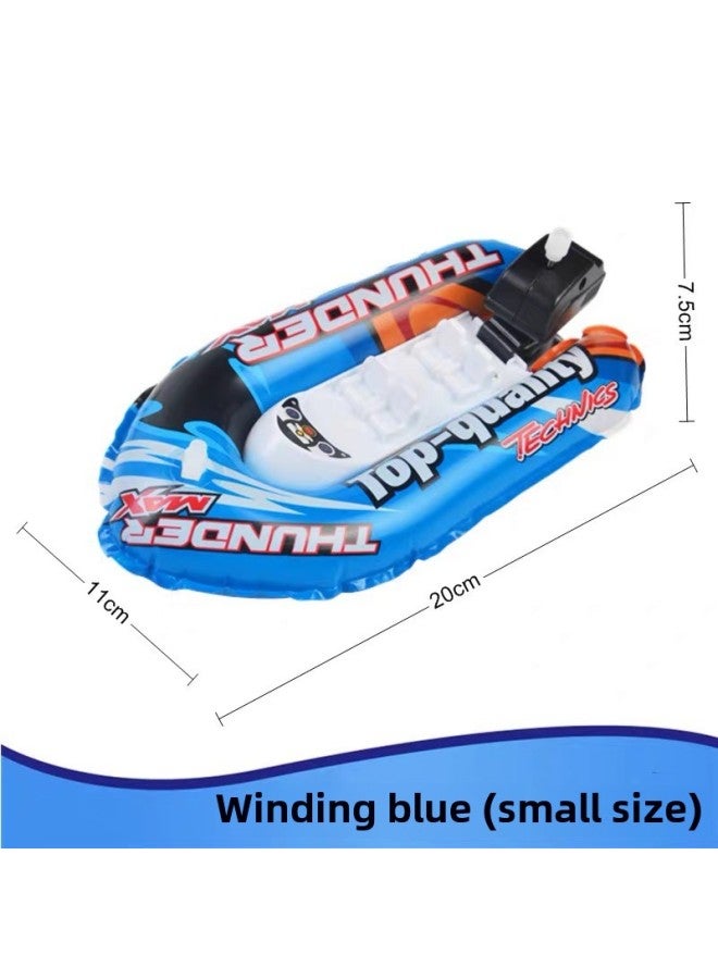 Electric Boat Toy Baby Bathtub Swimming Inflatable Speedboat Air Cushion Boat Chain Electric Remote Control Boat With Light-Color:Chain Ship Blue (small Size) - Image 1