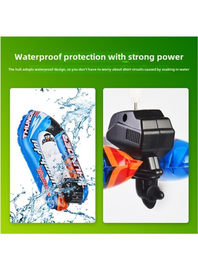 Electric Boat Toy Baby Bathtub Swimming Inflatable Speedboat Air Cushion Boat Chain Electric Remote Control Boat With Light-Color:Chain Ship Blue (small Size) - Image 4
