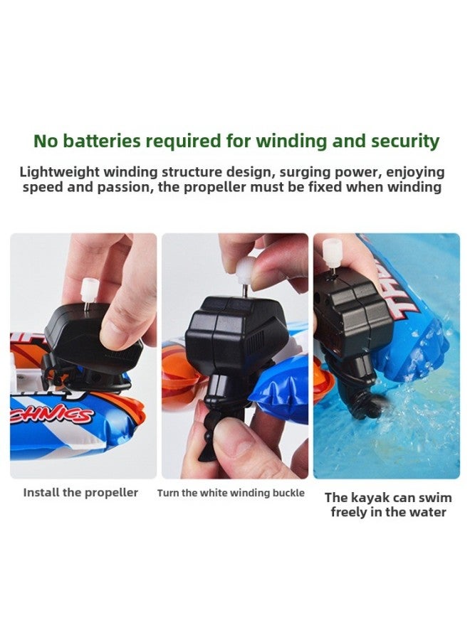 Electric Boat Toy Baby Bathtub Swimming Inflatable Speedboat Air Cushion Boat Chain Electric Remote Control Boat With Light-Color:Chain Ship Blue (small Size) - Image 5