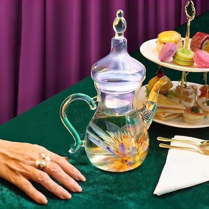 ريحني إبريق شاي زجاجي شفاف عربي مقاوم للحرارة عالي البوروسيليكات 1000 مل - Image 5