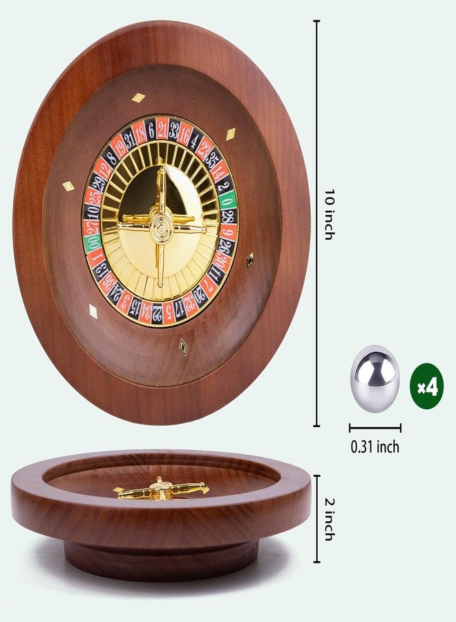 WodGod 10 Inch Wooden Roulette Wheel,Professional Solid Wood Casino Roulette Wheels for Adults,with 4 Roulette Balls,Perfect for Home Game Night and Entertainment Party - Image 2