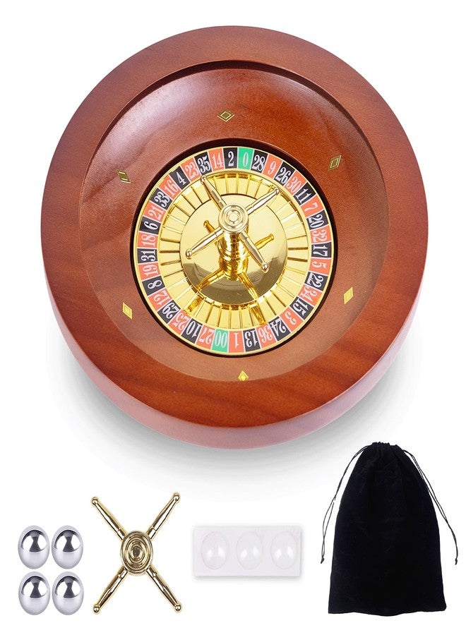 WodGod 10 Inch Wooden Roulette Wheel,Professional Solid Wood Casino Roulette Wheels for Adults,with 4 Roulette Balls,Perfect for Home Game Night and Entertainment Party - Image 1